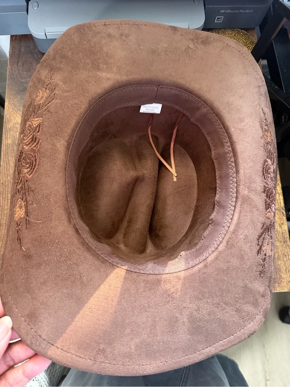 Women’s OS Brown Faux Suede Western Hat - Classic Cowboy Style